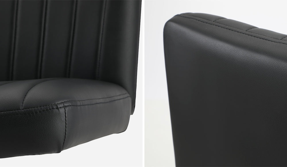 Oikiture Mid Back Armless Office Chair PU Leather Black-Office Chairs-PEROZ Accessories