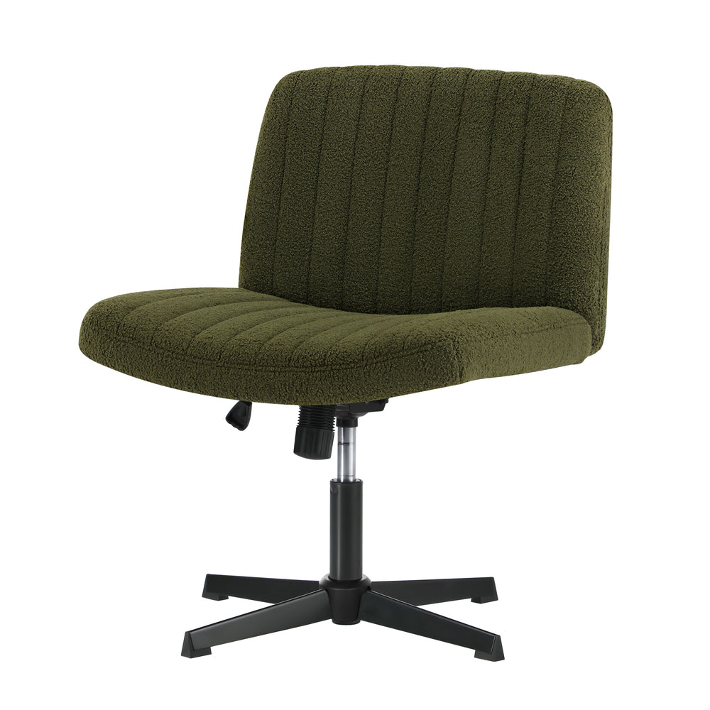 Oikiture Mid Back Armless Office Chair Wide Seat Sherpa Green-Office Chair-PEROZ Accessories