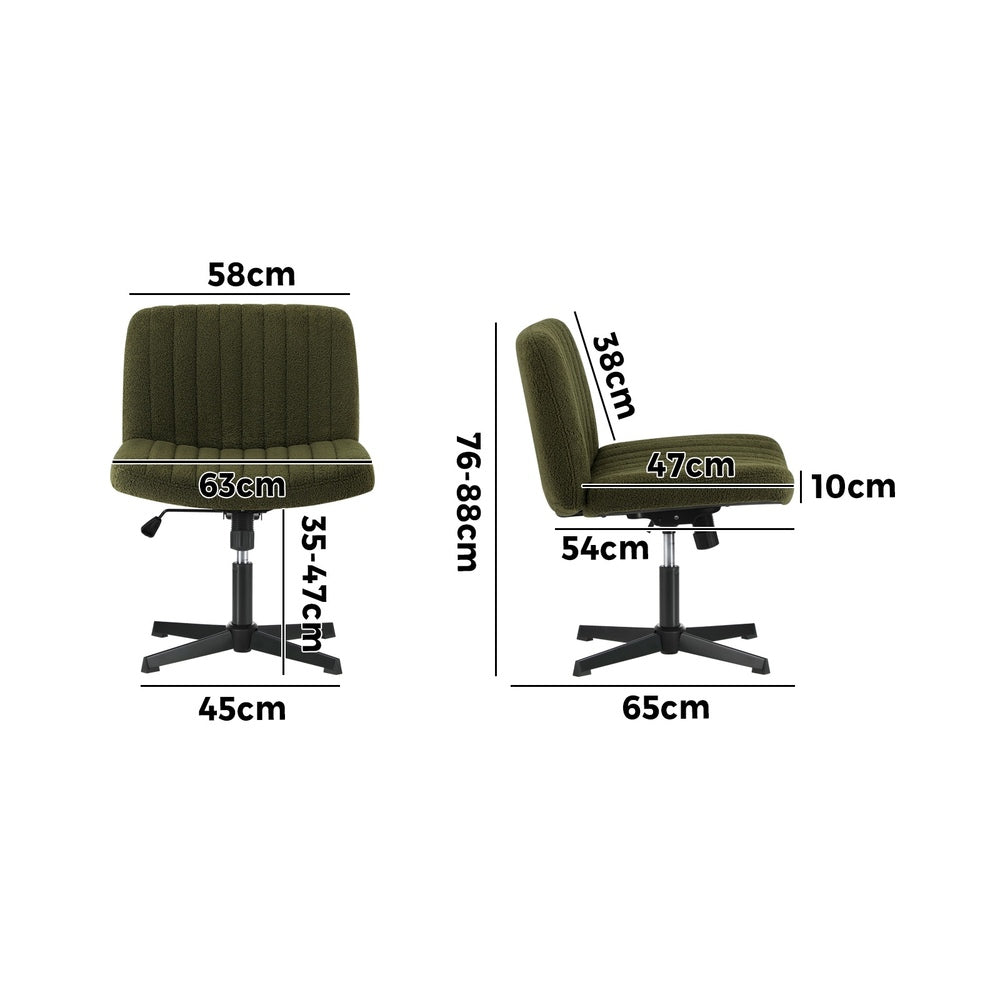Oikiture Mid Back Armless Office Chair Wide Seat Sherpa Green-Office Chair-PEROZ Accessories