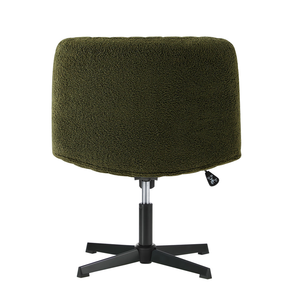 Oikiture Mid Back Armless Office Chair Wide Seat Sherpa Green-Office Chair-PEROZ Accessories