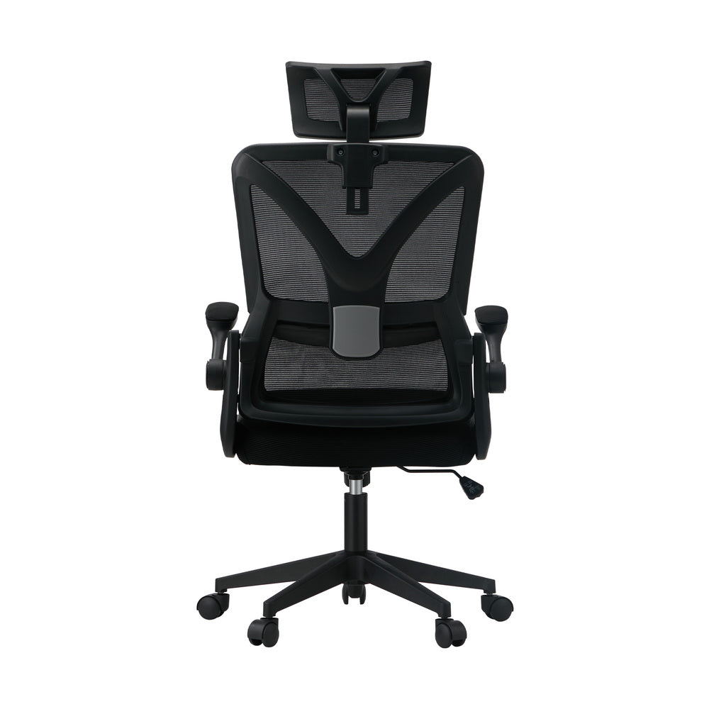 Oikiture Mesh Office Chair D-Shape Back Support Black-Office Chairs-PEROZ Accessories