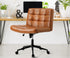 Oikiture Mid Back Office Chair Wide Seat PU Leather Brown w/Wheels-Office Chair-PEROZ Accessories