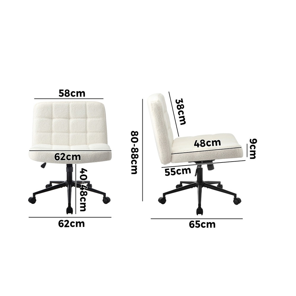 Oikiture Office Chair Wide Seat Boucle White with Wheels-Office Chair-PEROZ Accessories