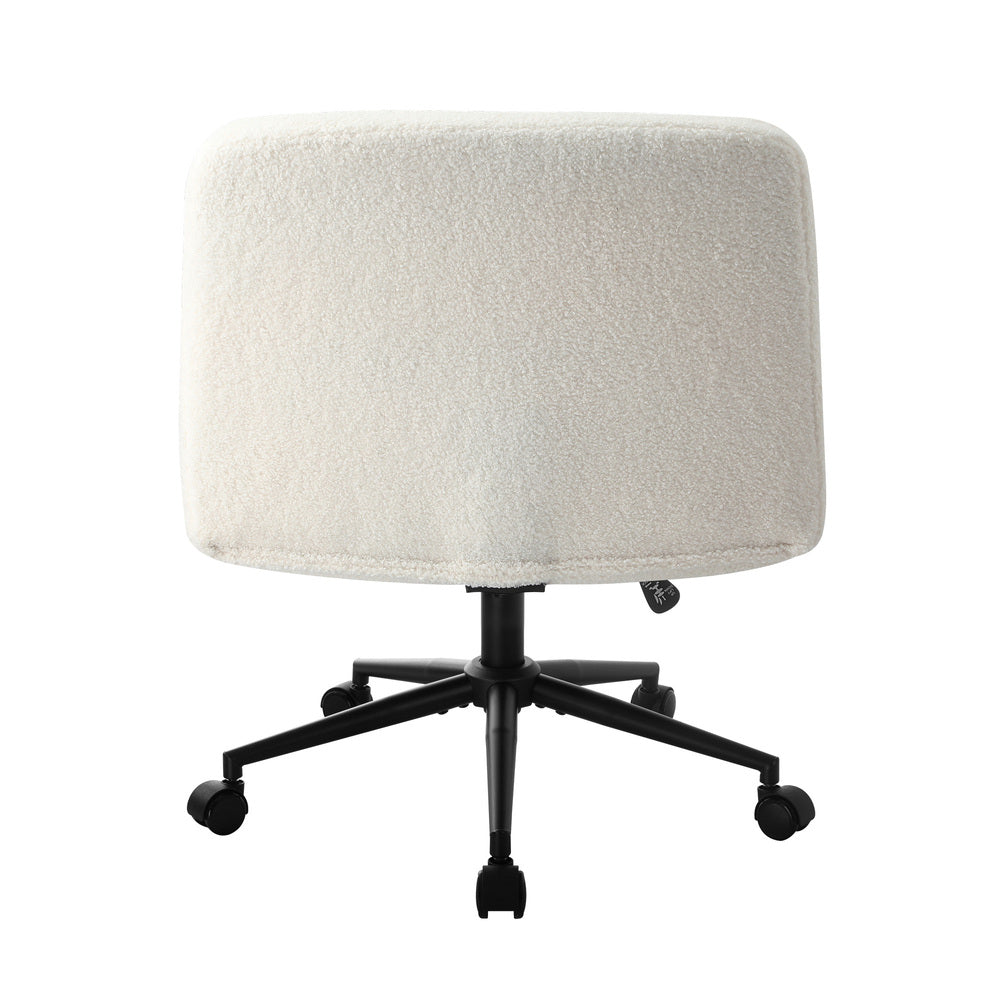 Oikiture Office Chair Wide Seat Boucle White with Wheels-Office Chair-PEROZ Accessories
