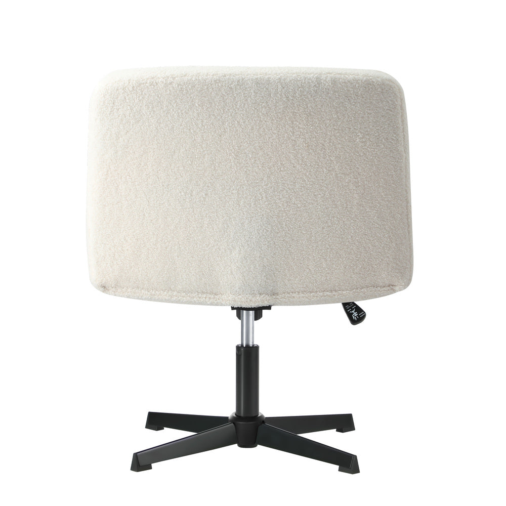 Oikiture Mid Back Office Chair Wide Seat Boucle White No Wheels-Office Chair-PEROZ Accessories