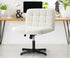 Oikiture Mid Back Office Chair Wide Seat Boucle White No Wheels-Office Chair-PEROZ Accessories
