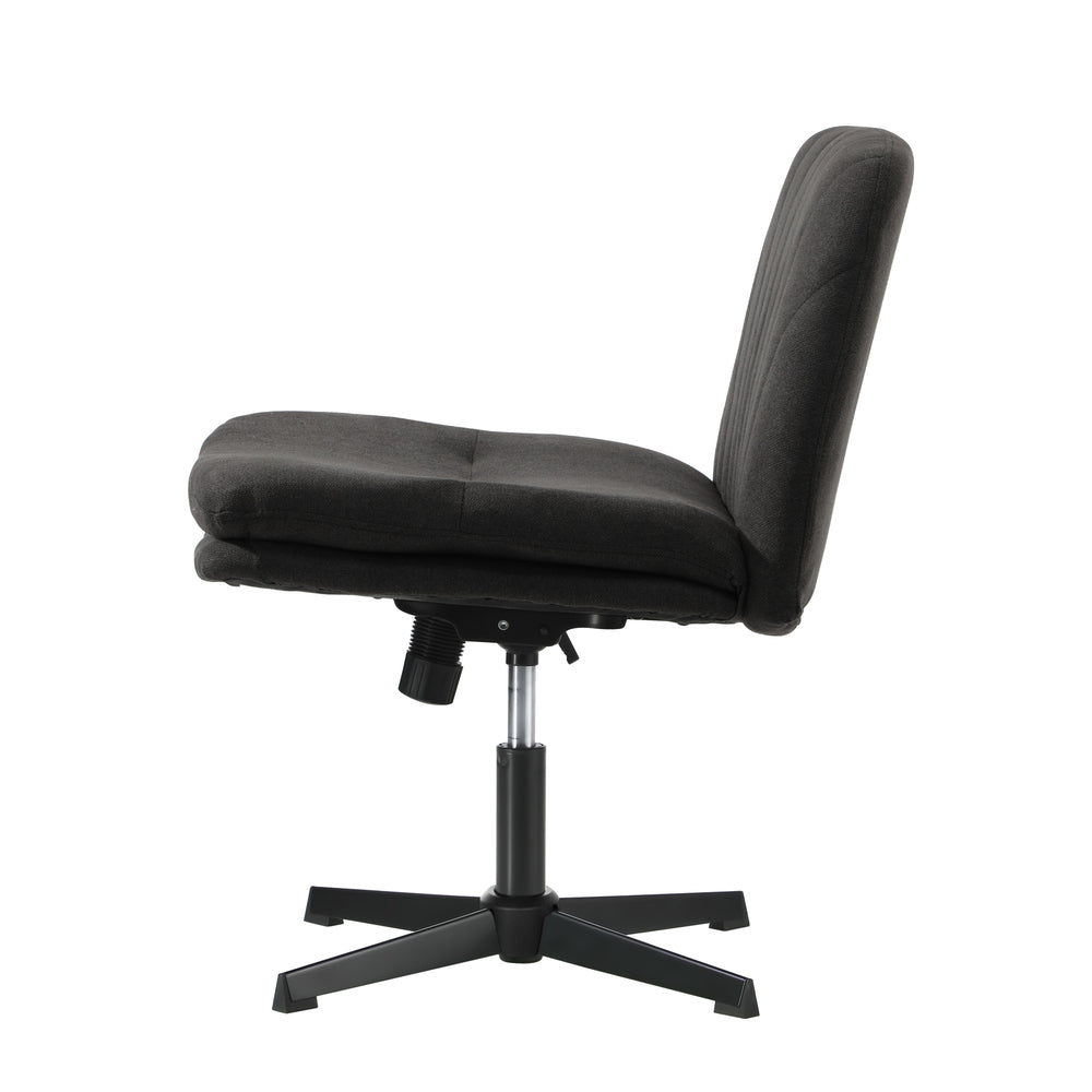 Oikiture Armless Office Chair Wide Seat Linen Charcoal No Wheels-Office Chair-PEROZ Accessories