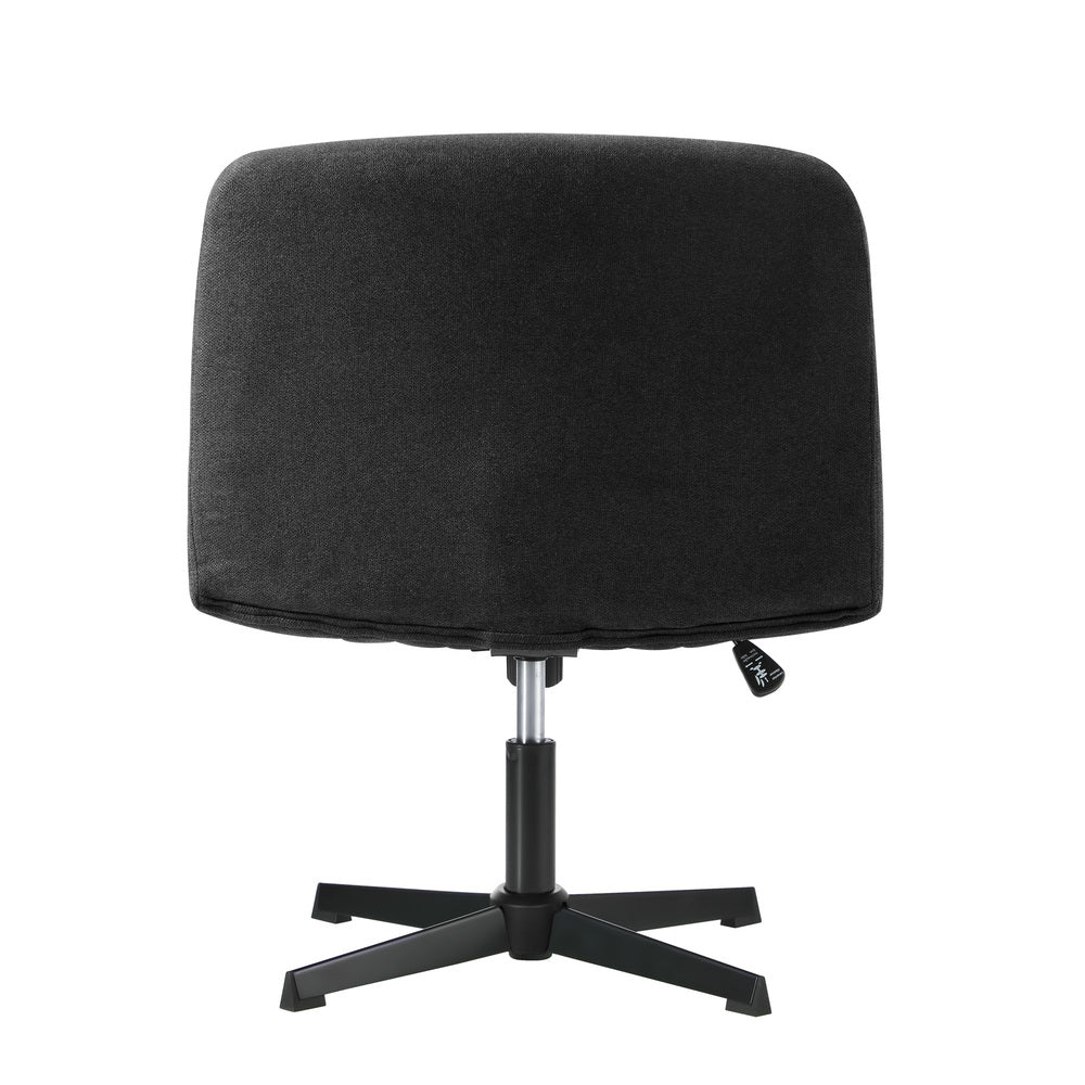Oikiture Armless Office Chair Wide Seat Linen Charcoal No Wheels-Office Chair-PEROZ Accessories
