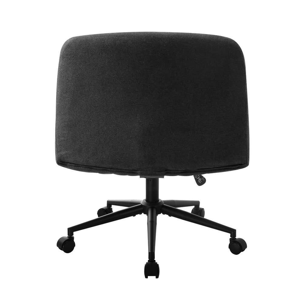 Oikiture Armless Office Chair Wide Seat Linen with Wheels Charcoal-Office Chair-PEROZ Accessories