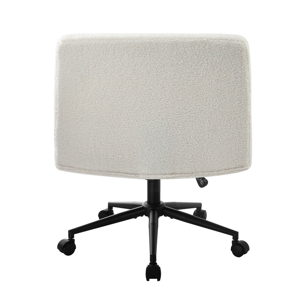 Oikiture Armless Office Chair Wide Seat with Wheels Boucle White-Office Chair-PEROZ Accessories