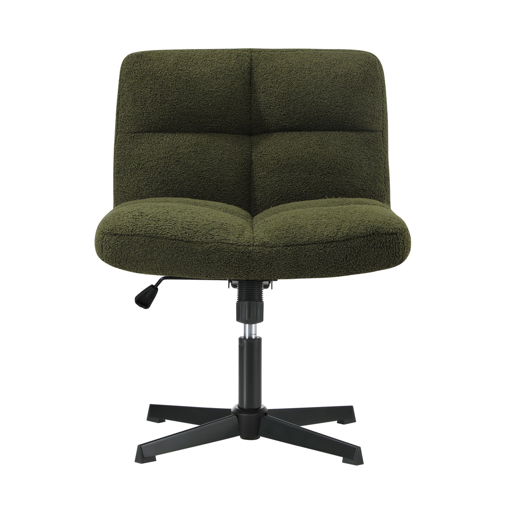 Oikiture Armless Office Chair Wide Seat No Wheels Boucle Green-Office Chair-PEROZ Accessories