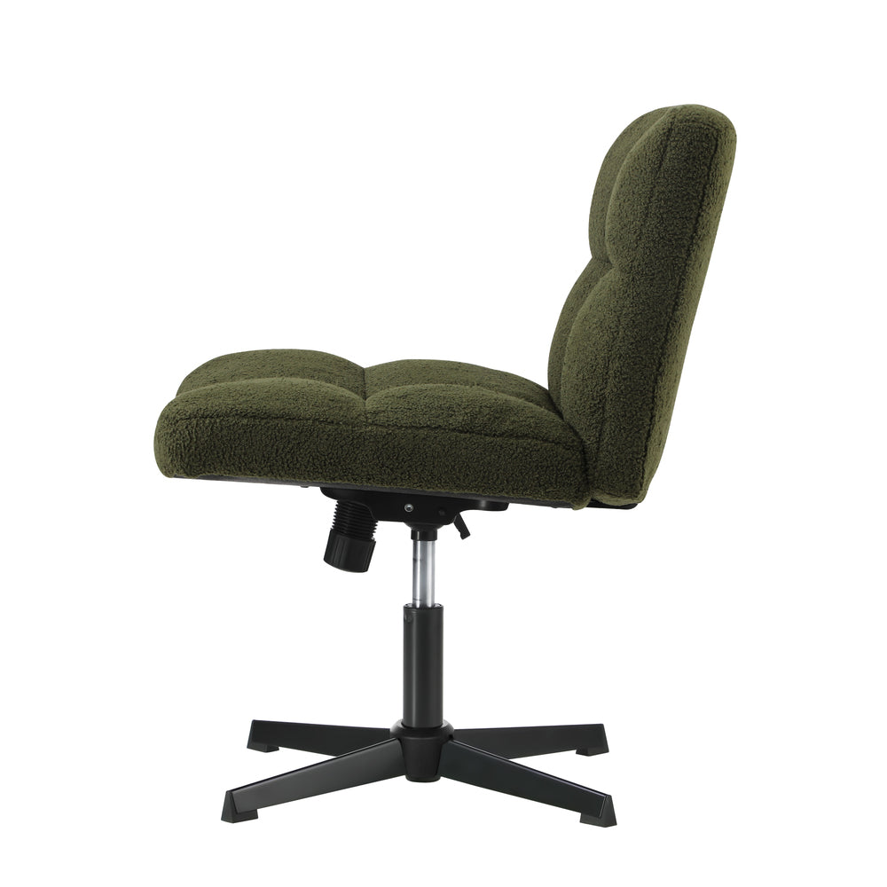 Oikiture Armless Office Chair Wide Seat No Wheels Boucle Green-Office Chair-PEROZ Accessories