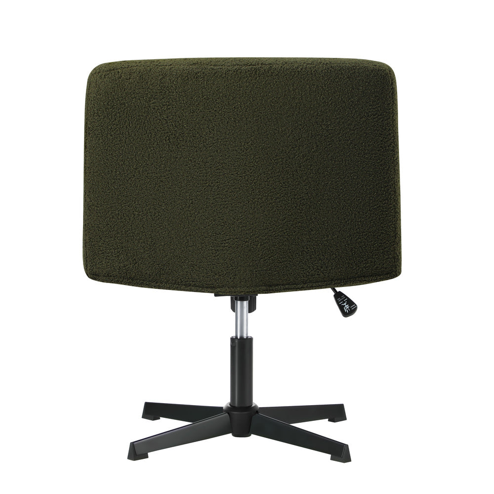 Oikiture Armless Office Chair Wide Seat No Wheels Boucle Green-Office Chair-PEROZ Accessories