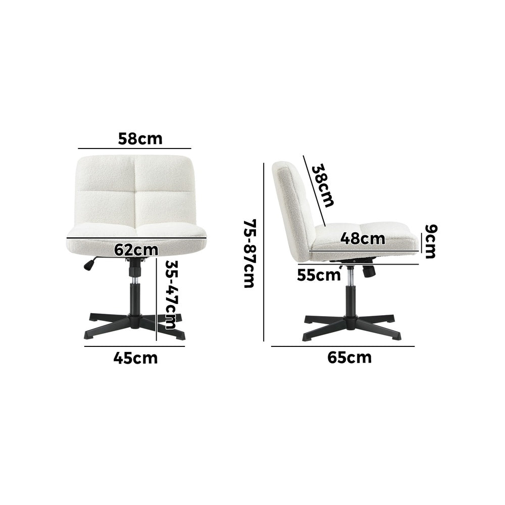 Oikiture Armless Office Chair Wide Seat No Wheels Boucle White-Office Chair-PEROZ Accessories