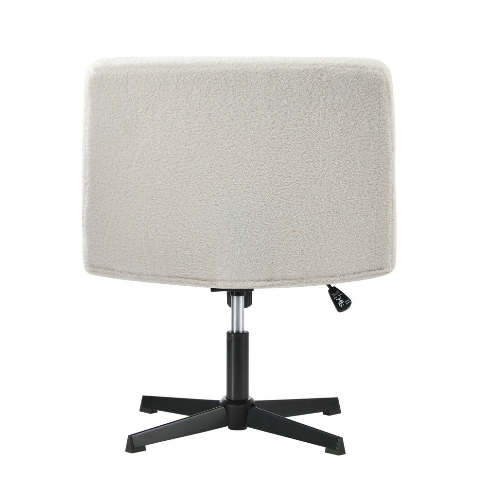 Oikiture Armless Office Chair Wide Seat No Wheels Boucle White-Office Chair-PEROZ Accessories