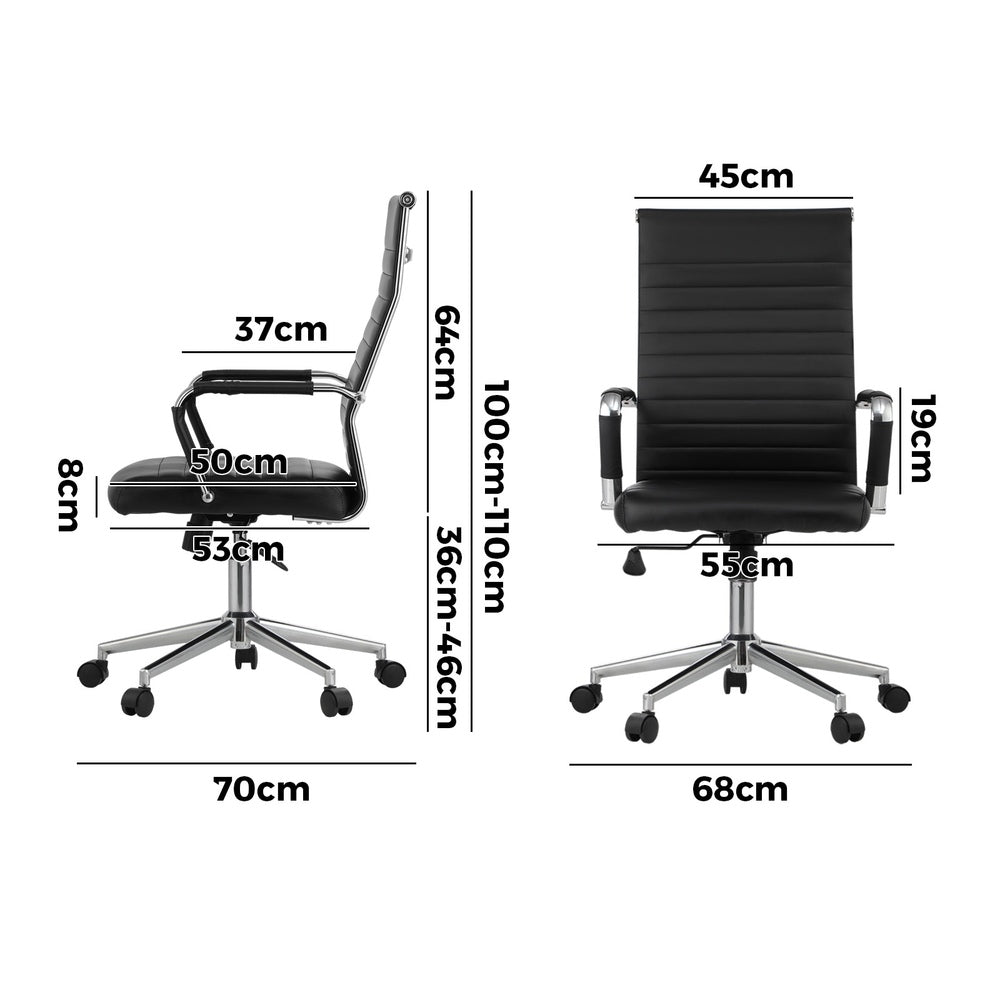 Oikiture Swivel Office Chair High Back Leather Black-Office Chair-PEROZ Accessories