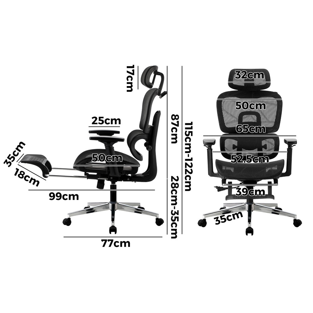 Oikiture Ergonomic Office Chair Mesh Executive Seat Black-Office Chair-PEROZ Accessories