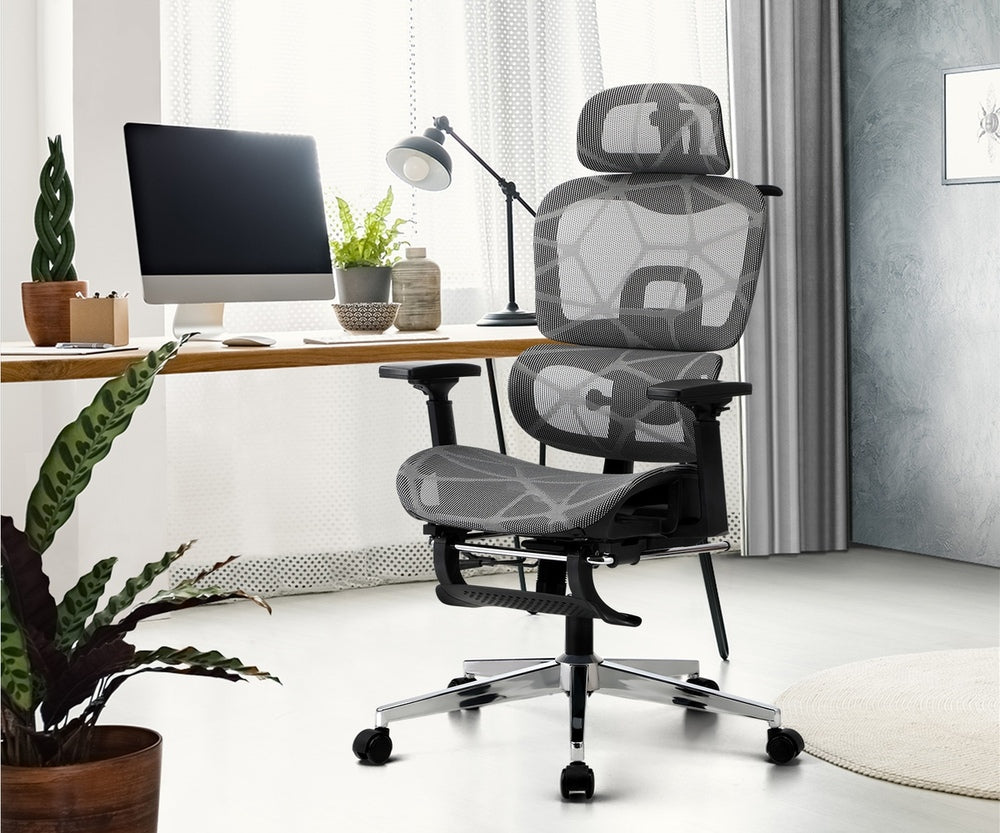Oikiture Ergonomic Office Chair Mesh Executive Seat BK & GY-Office Chair-PEROZ Accessories