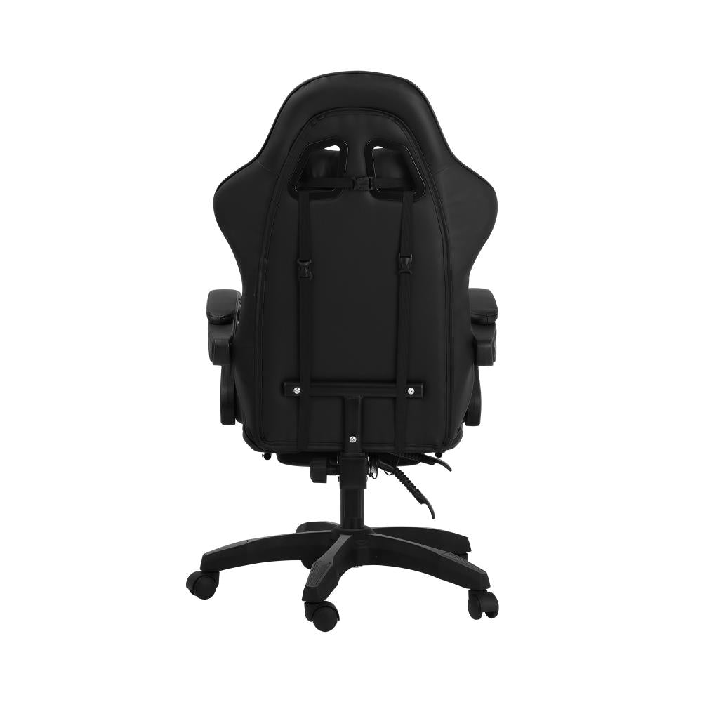 Oikiture Home Gaming Chair Executive Computer Desk Chair with Footrest and Lumbar Pillow Massage Office Chair Black-Massage Office Chairs-PEROZ Accessories