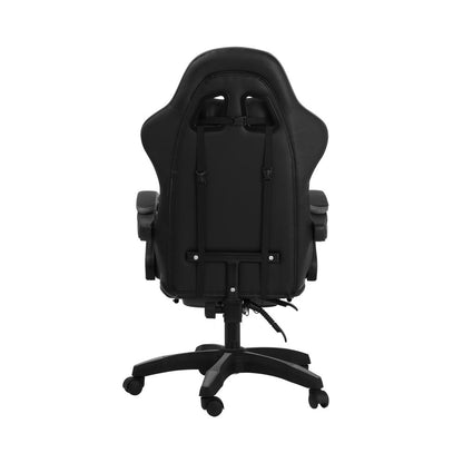 Oikiture Home Gaming Chair Executive Computer Desk Chair with Footrest and Lumbar Pillow Massage Office Chair Black and Grey-Massage Office Chairs-PEROZ Accessories