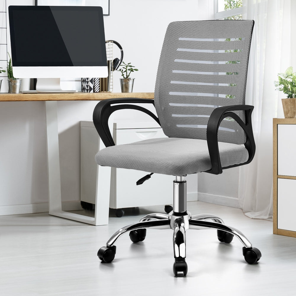 Oikiture Mesh Office Chair Breathable Backrest Black & Grey-Office Chair-PEROZ Accessories