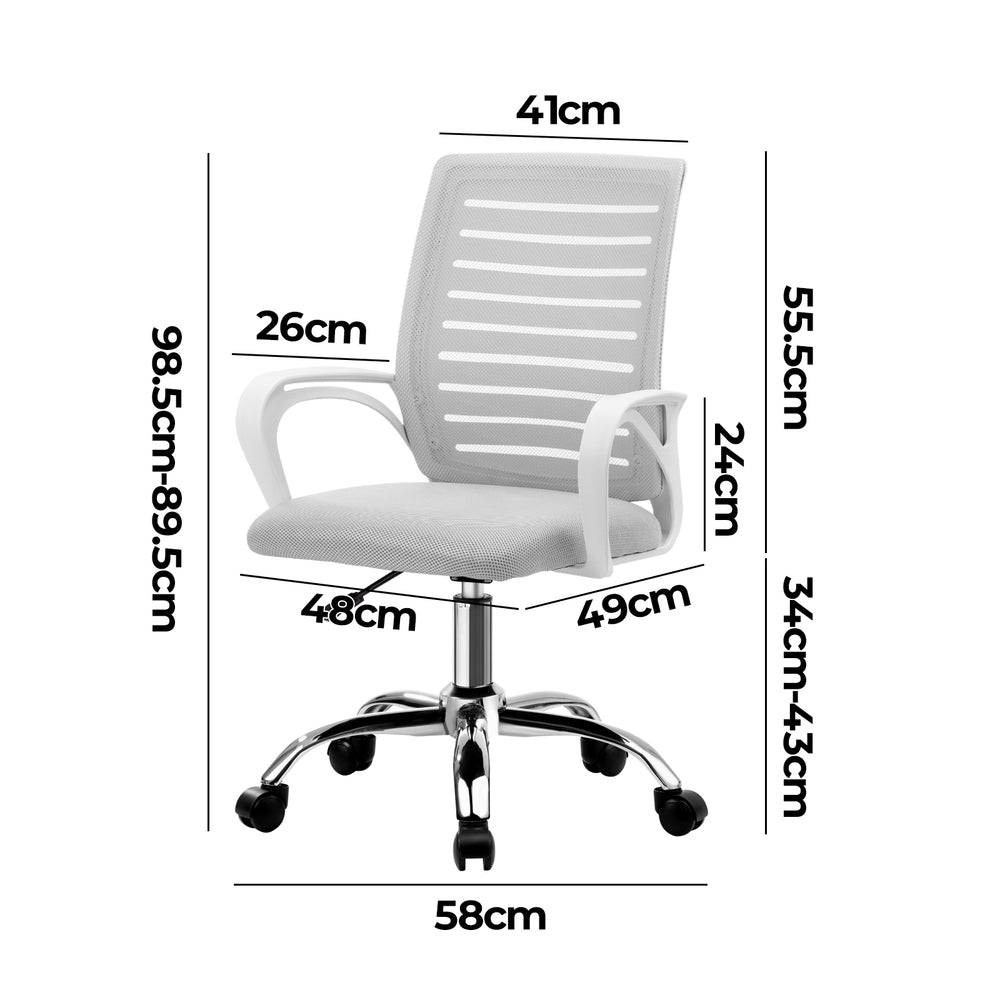 Oikiture Mesh Office Chair Breathable Backrest White-Office Chair-PEROZ Accessories