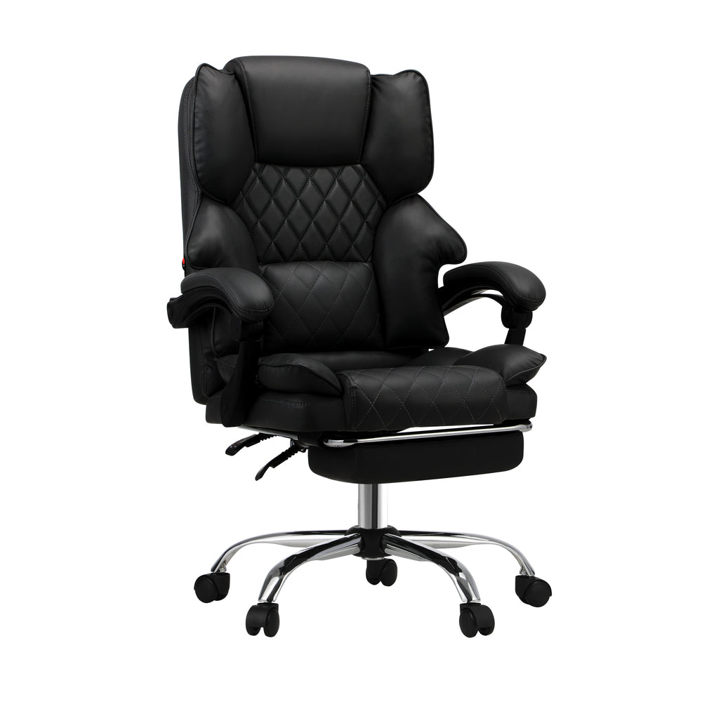 Oikiture Massgae Office Chair Recliner Racing Computer Chairs PU Footrest Black-Massage Office Chair-PEROZ Accessories