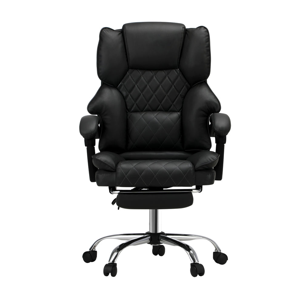 Oikiture Massgae Office Chair Recliner Racing Computer Chairs PU Footrest Black-Massage Office Chair-PEROZ Accessories