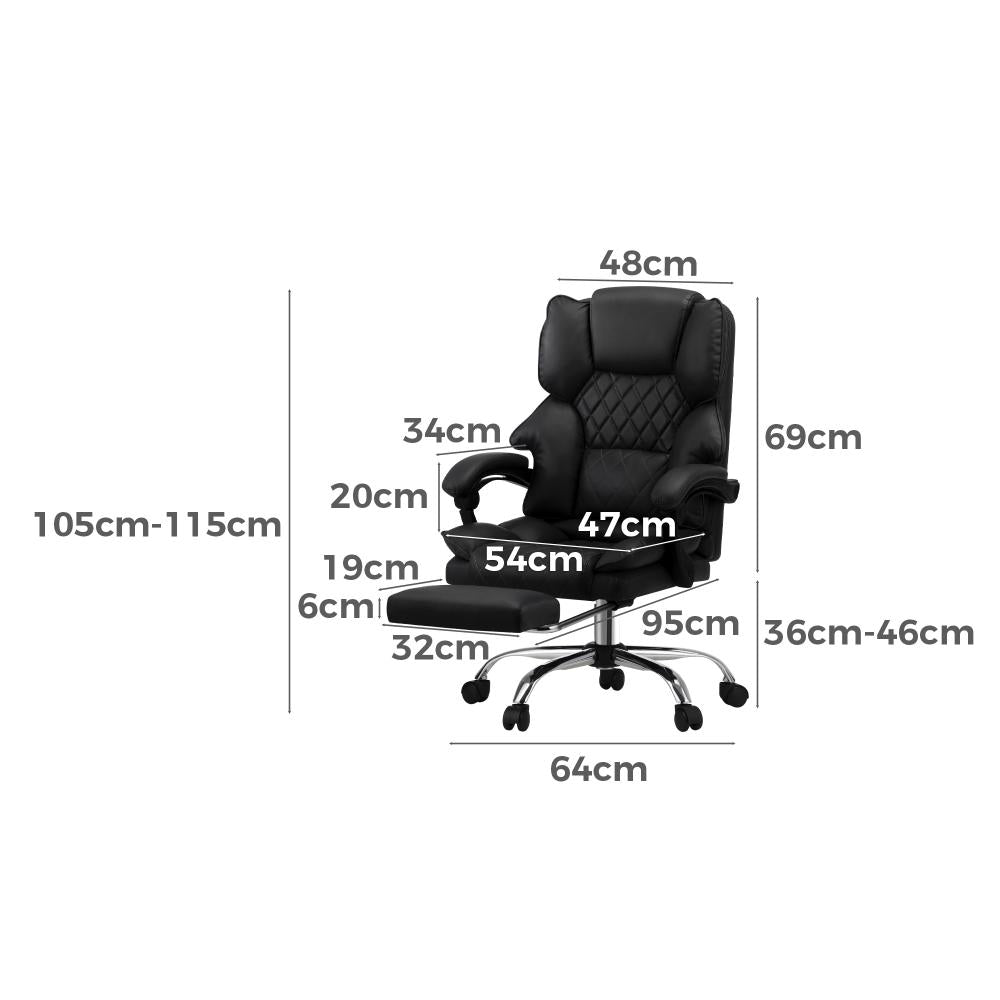 Oikiture Massgae Office Chair Recliner Racing Computer Chairs PU Footrest Black-Massage Office Chair-PEROZ Accessories
