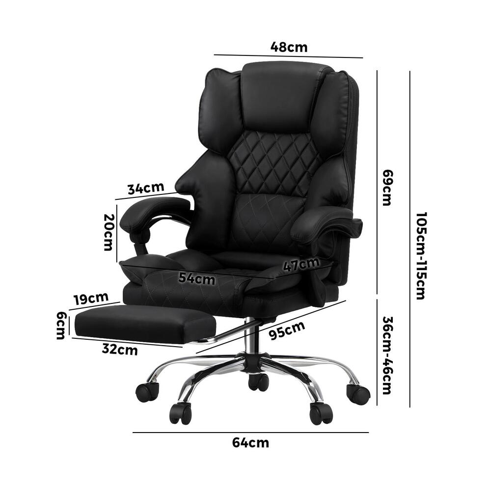 Oikiture Massgae Office Chair Recliner Racing Computer Chairs PU Footrest Black-Massage Office Chair-PEROZ Accessories
