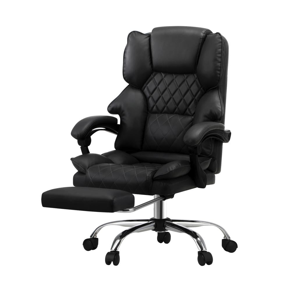 Oikiture Massgae Office Chair Recliner Racing Computer Chairs PU Footrest Black-Massage Office Chair-PEROZ Accessories