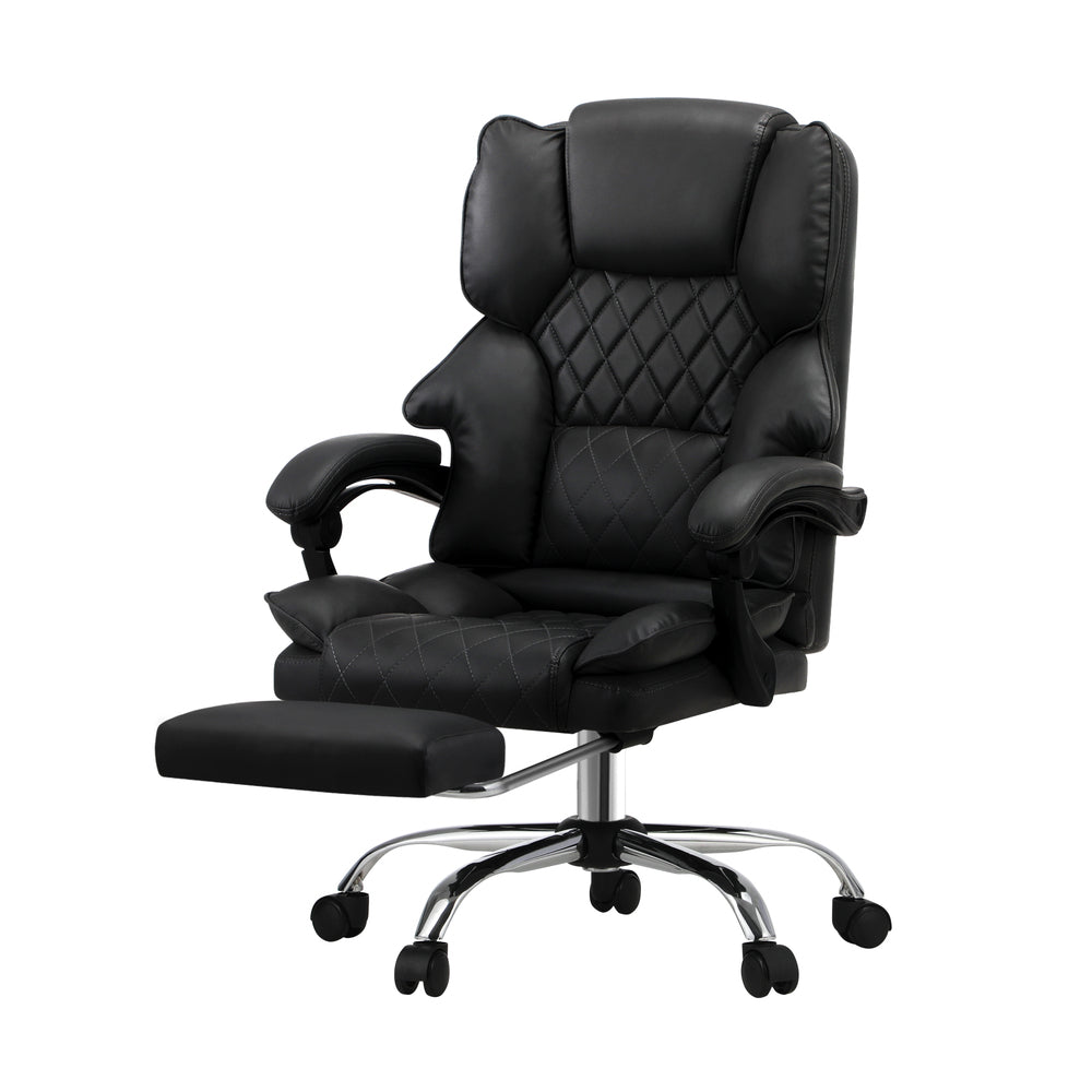 Oikiture Massgae Office Chair Recliner Racing Computer Chairs PU Footrest Black-Massage Office Chair-PEROZ Accessories