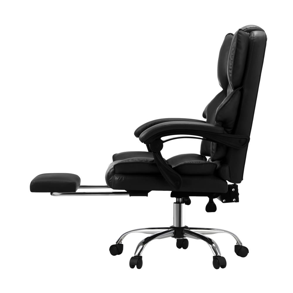 Oikiture Massgae Office Chair Recliner Racing Computer Chairs PU Footrest Black-Massage Office Chair-PEROZ Accessories