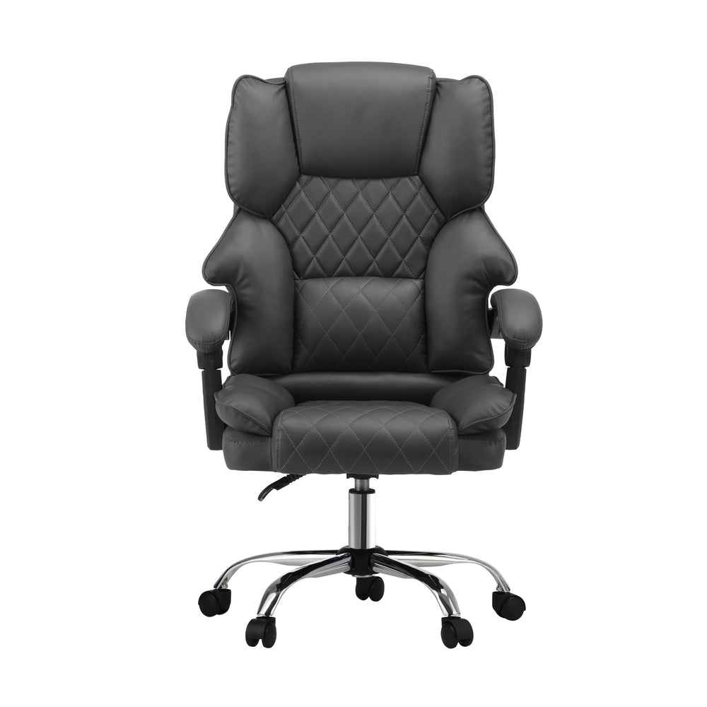 Oikiture Massgae Office Chair Computer Racer PU Leather Seat Recliner Grey-Massage Office Chair-PEROZ Accessories