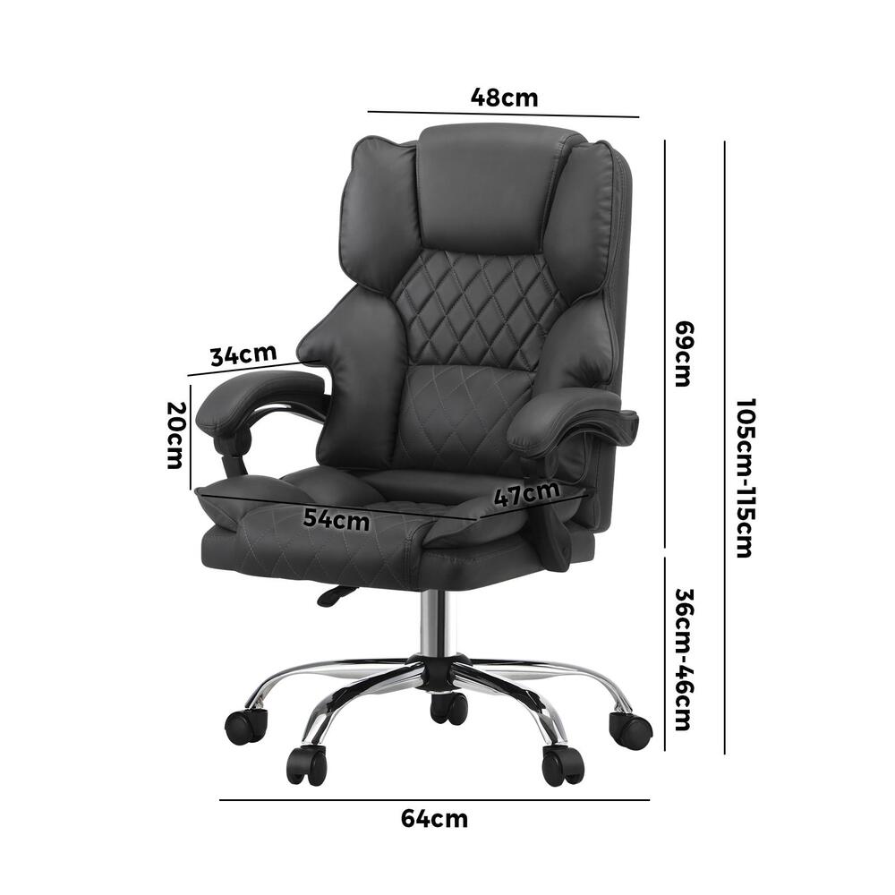 Oikiture Massgae Office Chair Computer Racer PU Leather Seat Recliner Grey-Massage Office Chair-PEROZ Accessories