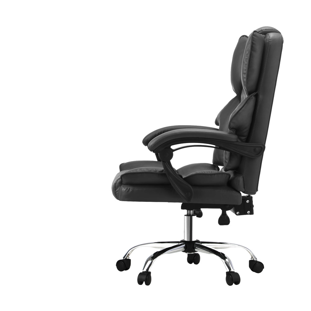 Oikiture Massgae Office Chair Computer Racer PU Leather Seat Recliner Grey-Massage Office Chair-PEROZ Accessories