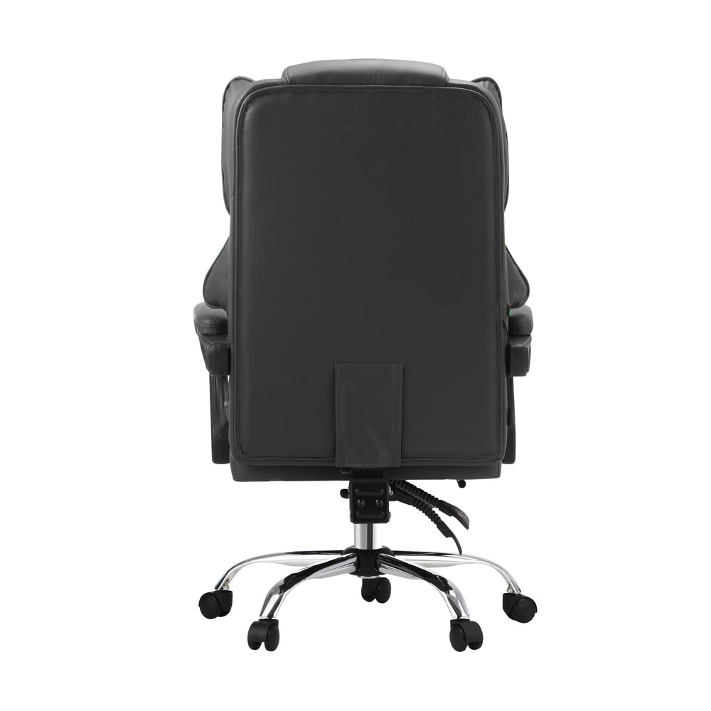 Oikiture Massgae Office Chair Computer Racer PU Leather Seat Recliner Grey-Massage Office Chair-PEROZ Accessories