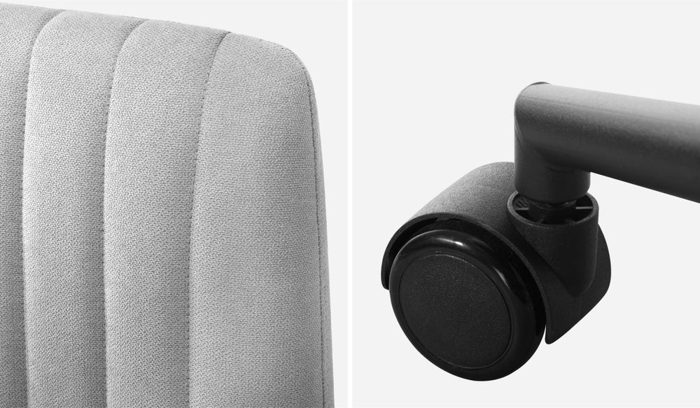 Oikiture Mid Back Office Chair Wide Seat with Wheels Linen Grey-Office Chairs-PEROZ Accessories