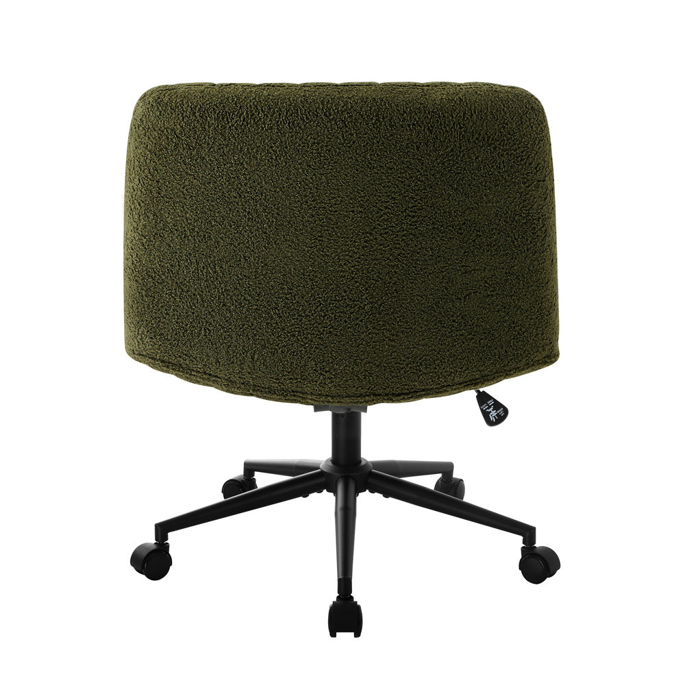 Oikiture Mid Back Armless Office Chair Wide Seat with Wheels Sherpa Green-Office Chair-PEROZ Accessories