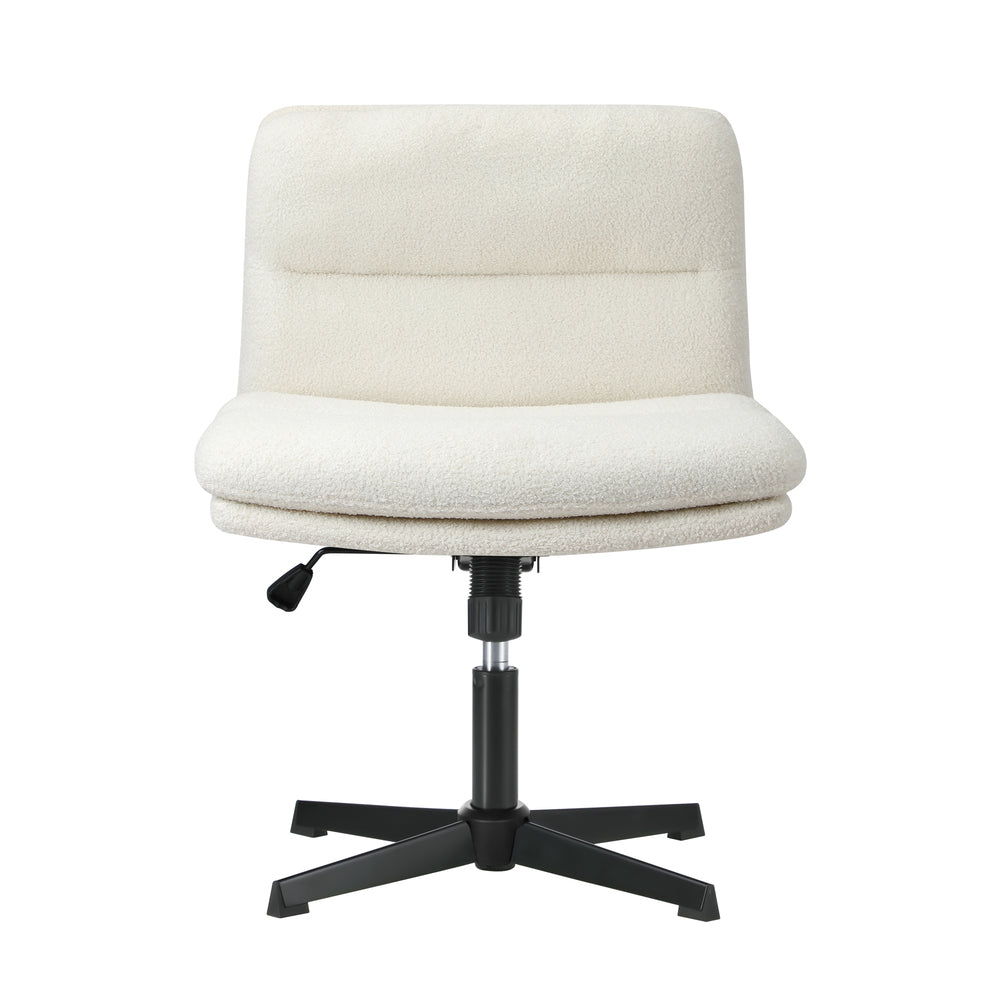 Oikiture Mid Back Armless Office Chair Wide Seat Boucle White-Office Chair-PEROZ Accessories