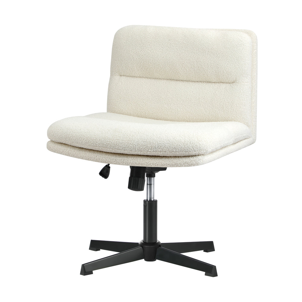 Oikiture Mid Back Armless Office Chair Wide Seat Boucle White-Office Chair-PEROZ Accessories