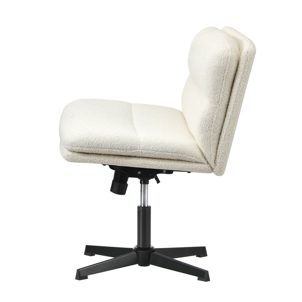 Oikiture Mid Back Armless Office Chair Wide Seat Boucle White-Office Chair-PEROZ Accessories