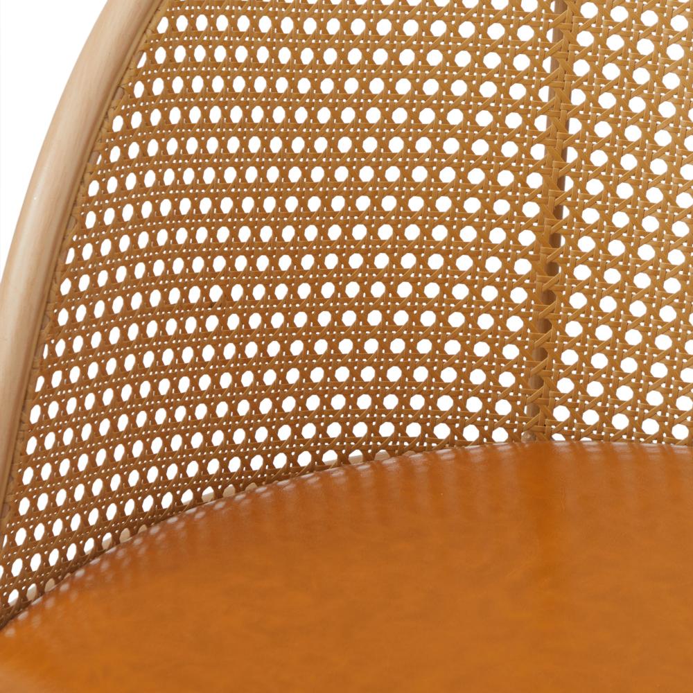 Oikiture Rattan Office Chair PU Leather Seat Light Brown-Office Chairs-PEROZ Accessories