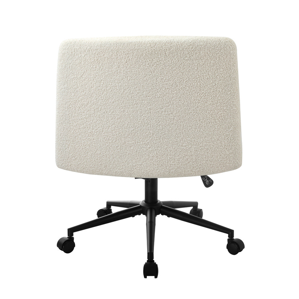 Oikiture Armless Office Chair Wide Seat Boucle White with Wheels-Office Chair-PEROZ Accessories