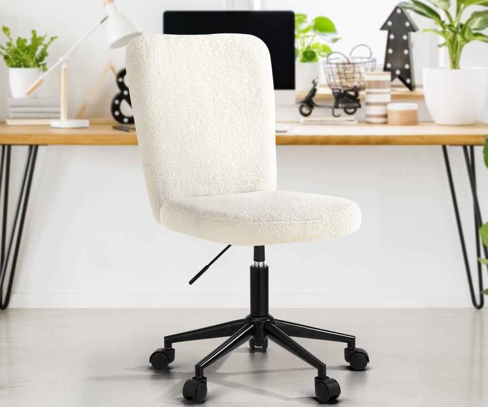 Oikiture High Back Armless Office Chair Boucle White & Black-Office Chair-PEROZ Accessories