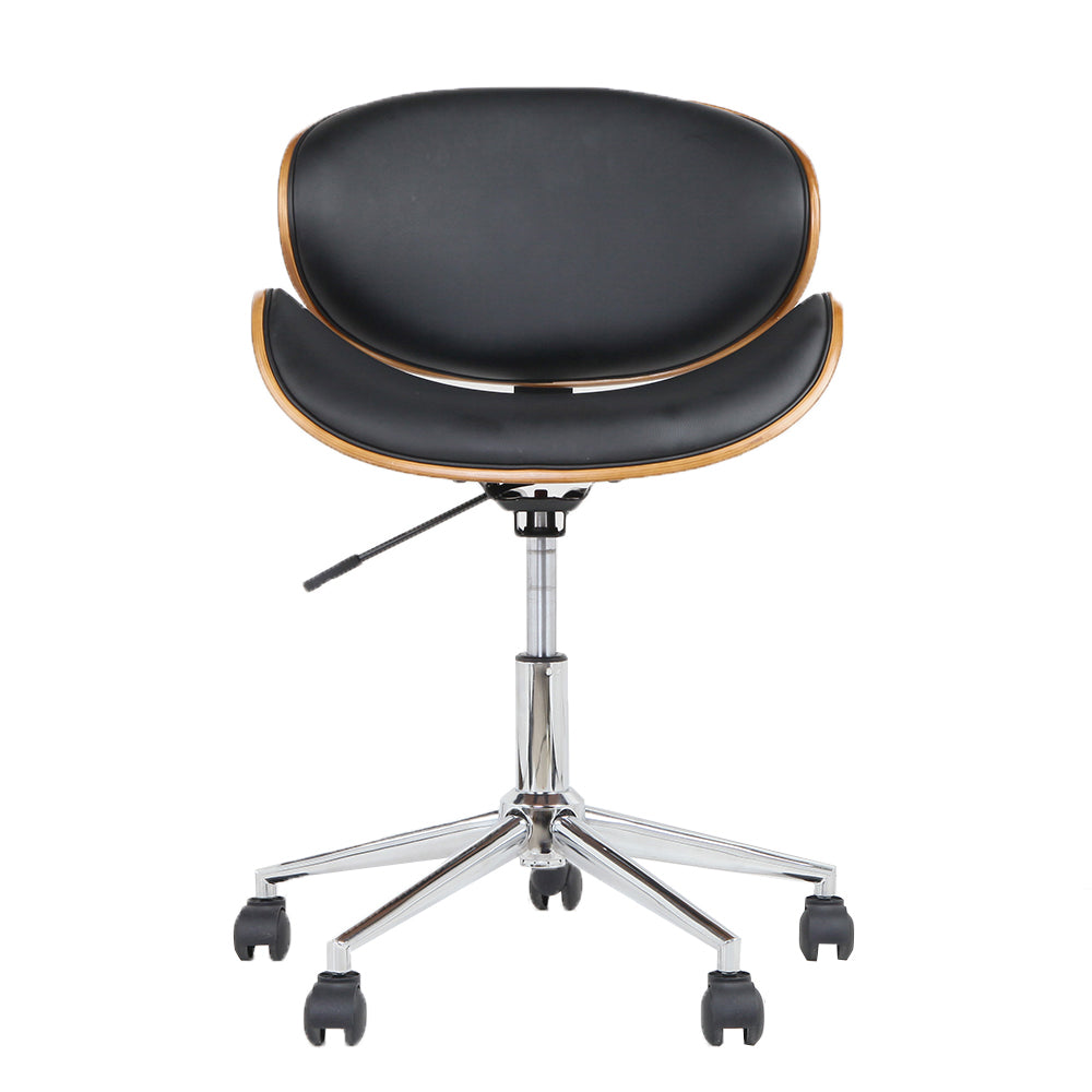 Artiss Wooden Office Chair Leather Seat Black-Office Chairs-PEROZ Accessories
