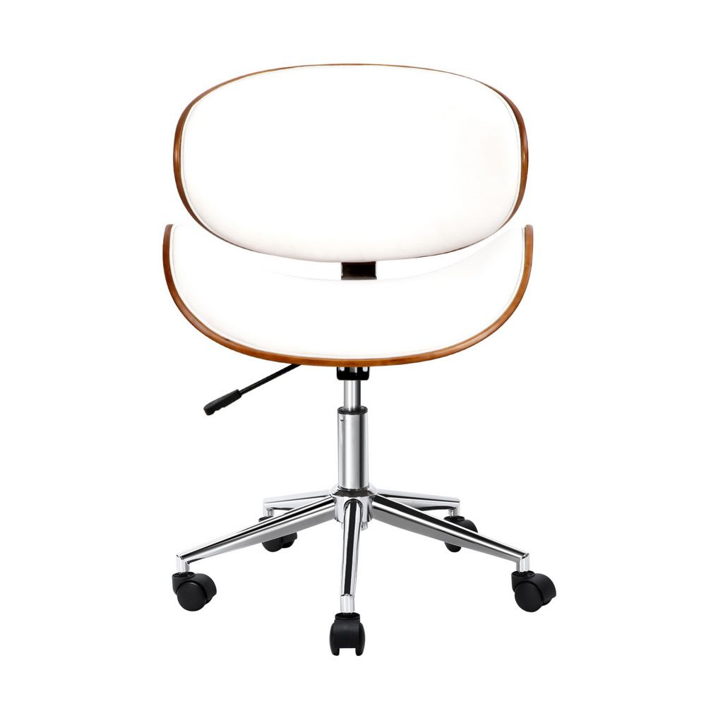 Artiss Wooden Office Chair Leather Seat White-Office Chairs-PEROZ Accessories