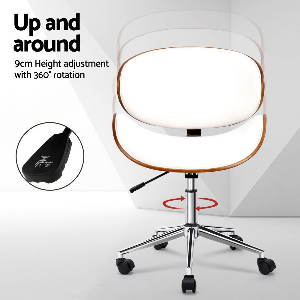 Artiss Wooden Office Chair Leather Seat White-Office Chairs-PEROZ Accessories