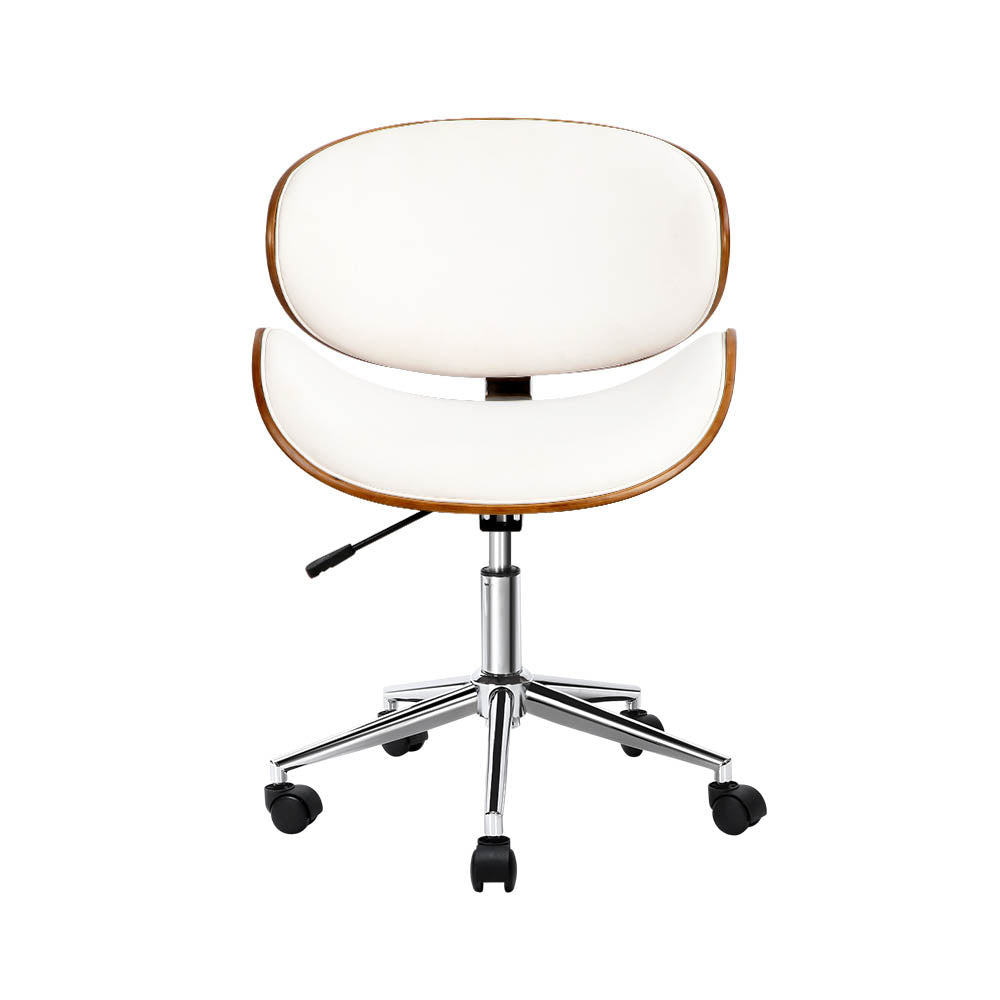 Artiss Wooden Office Chair Leather Seat White-Office Chairs-PEROZ Accessories