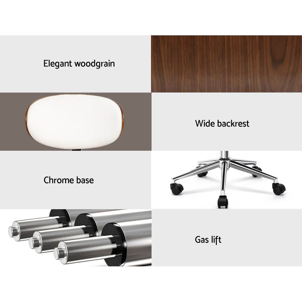 Artiss Wooden Office Chair Leather Seat White-Office Chairs-PEROZ Accessories